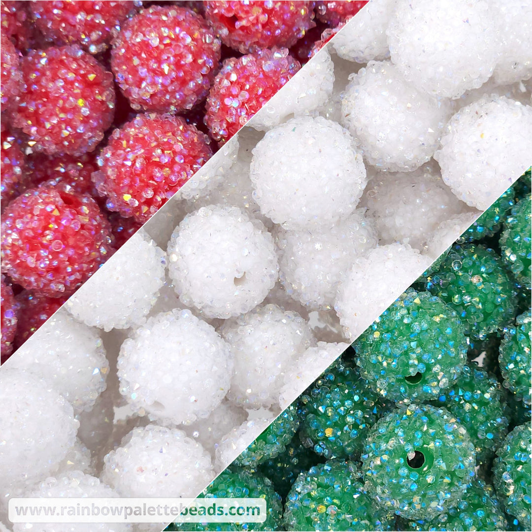16mm Christmas Assorted Acrylic Sugar Bead Mix (30 beads) Beads