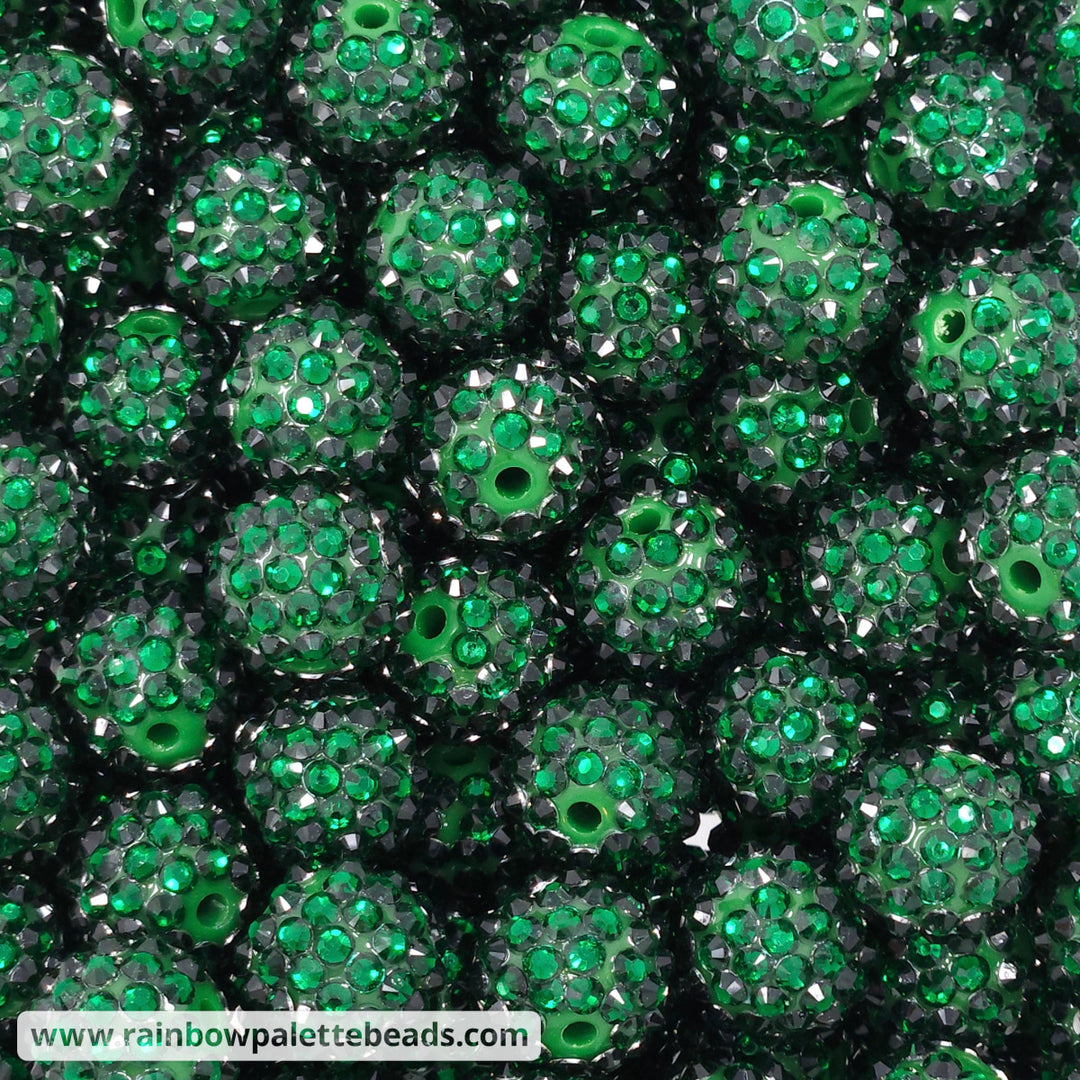 16mm Dark Forest Green Acrylic Rhinestone Beads Beads