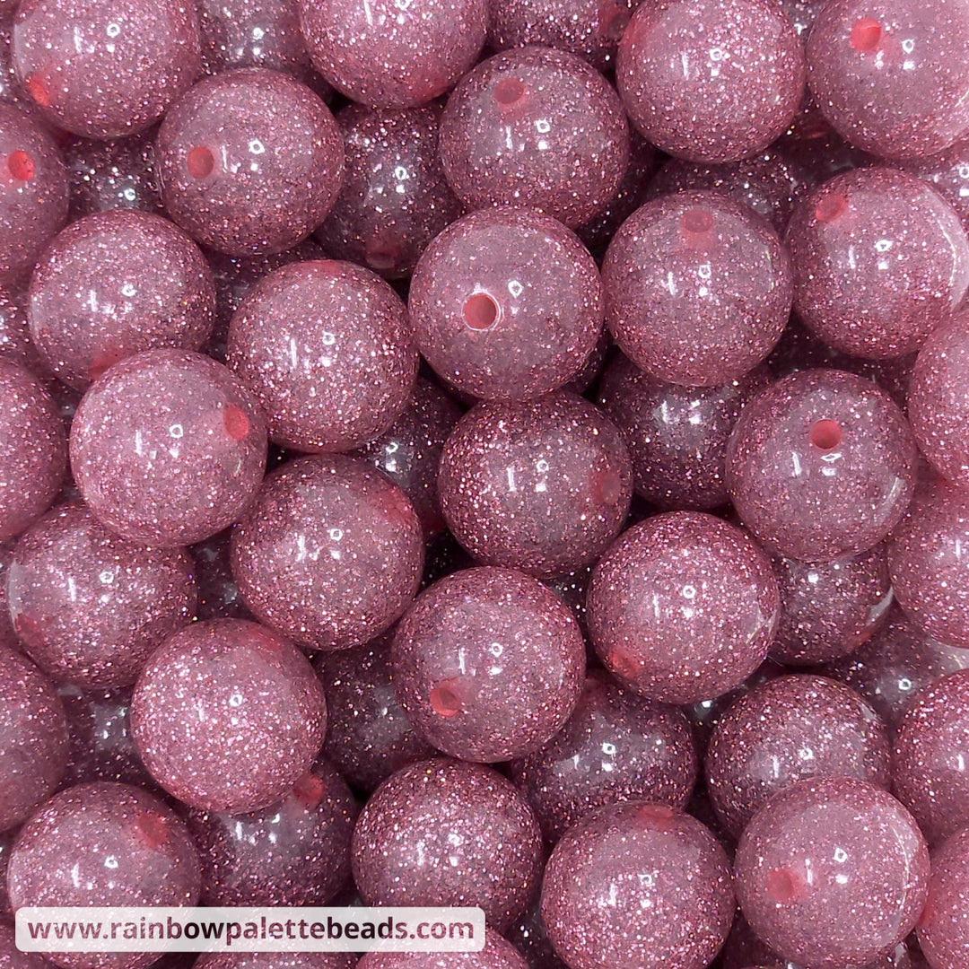 16mm Dusty Rose Glitter Acrylic Beads Beads