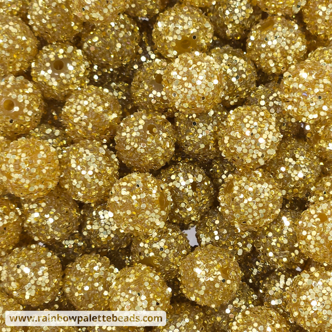 16mm Gold Chunky Glitter Acrylic Beads Beads