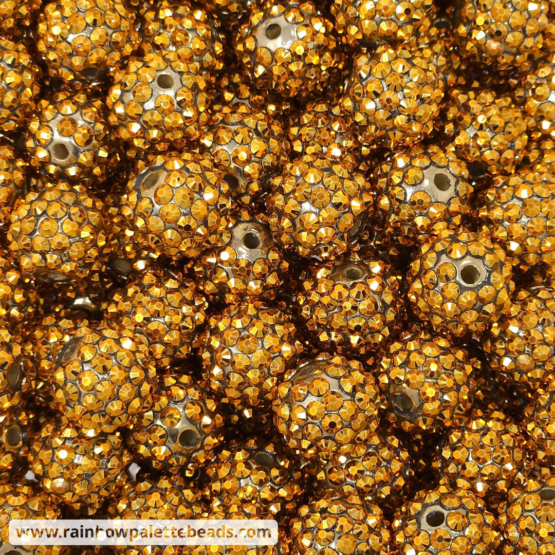 16mm Gold Stud Acrylic Rhinestone Beads Beads