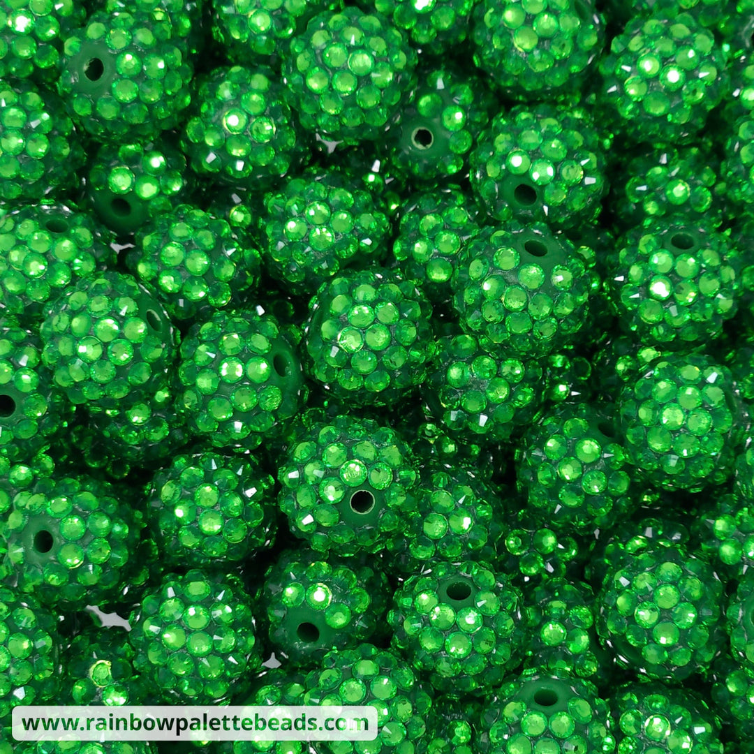 16mm Green Acrylic Rhinestone Beads Beads