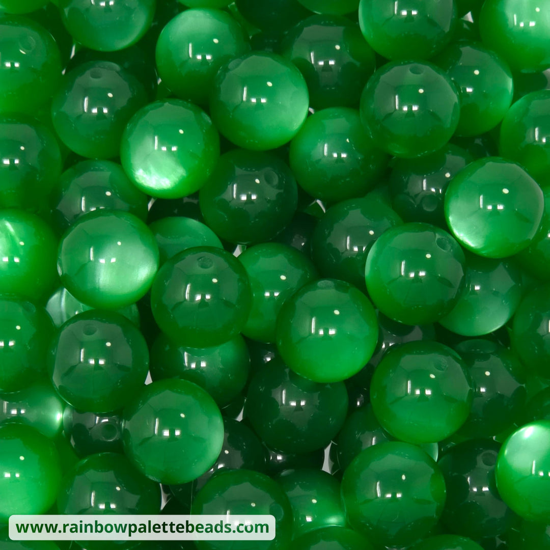 16mm Green Cat Eye Acrylic Beads - Beads