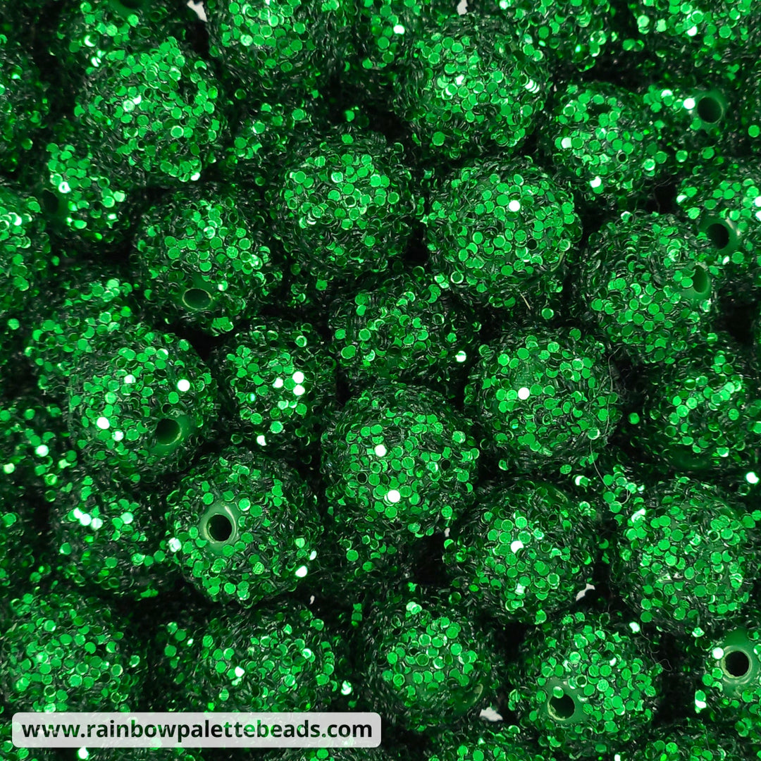 16mm Green Chunky Glitter Acrylic Beads Beads