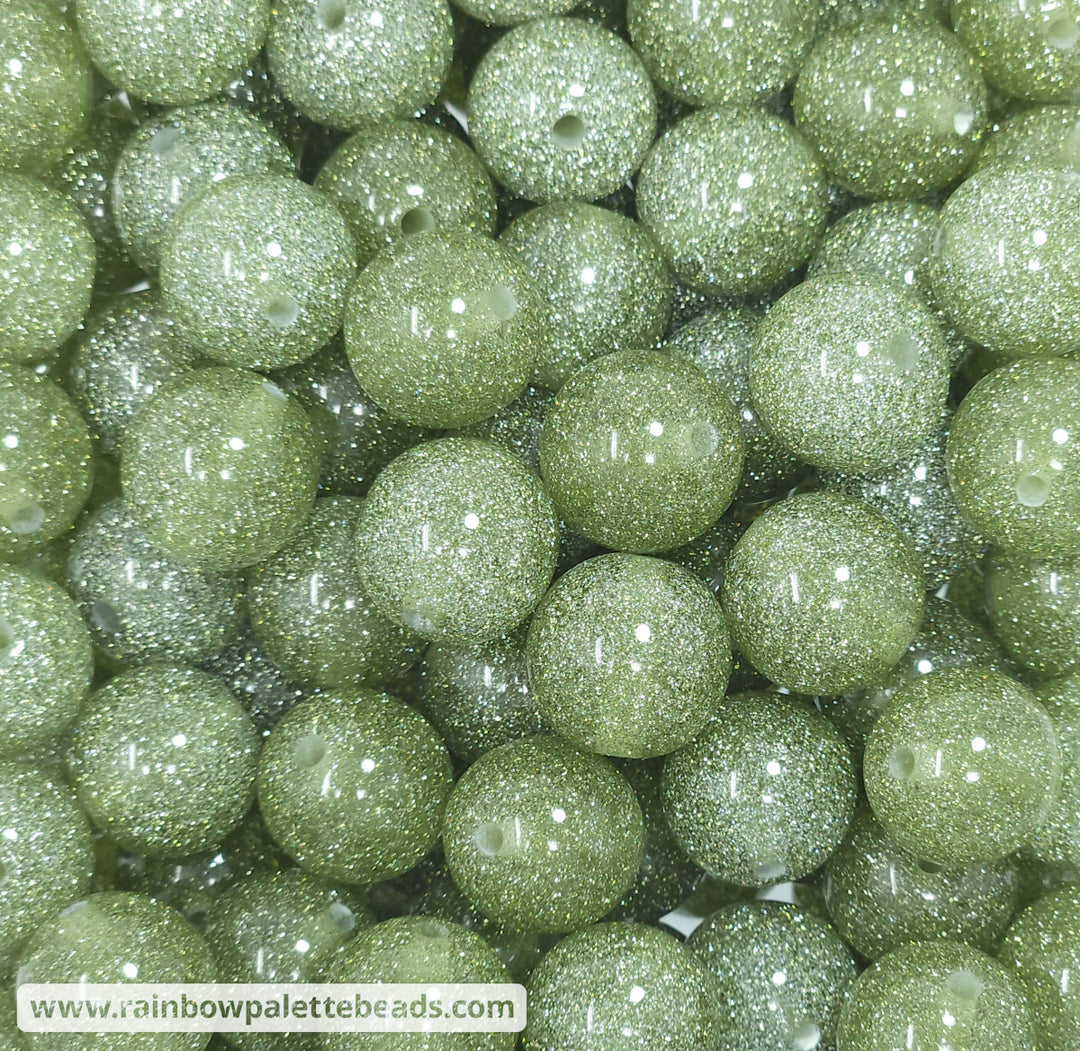 16mm Green Ultra Glitter Acrylic Beads Beads