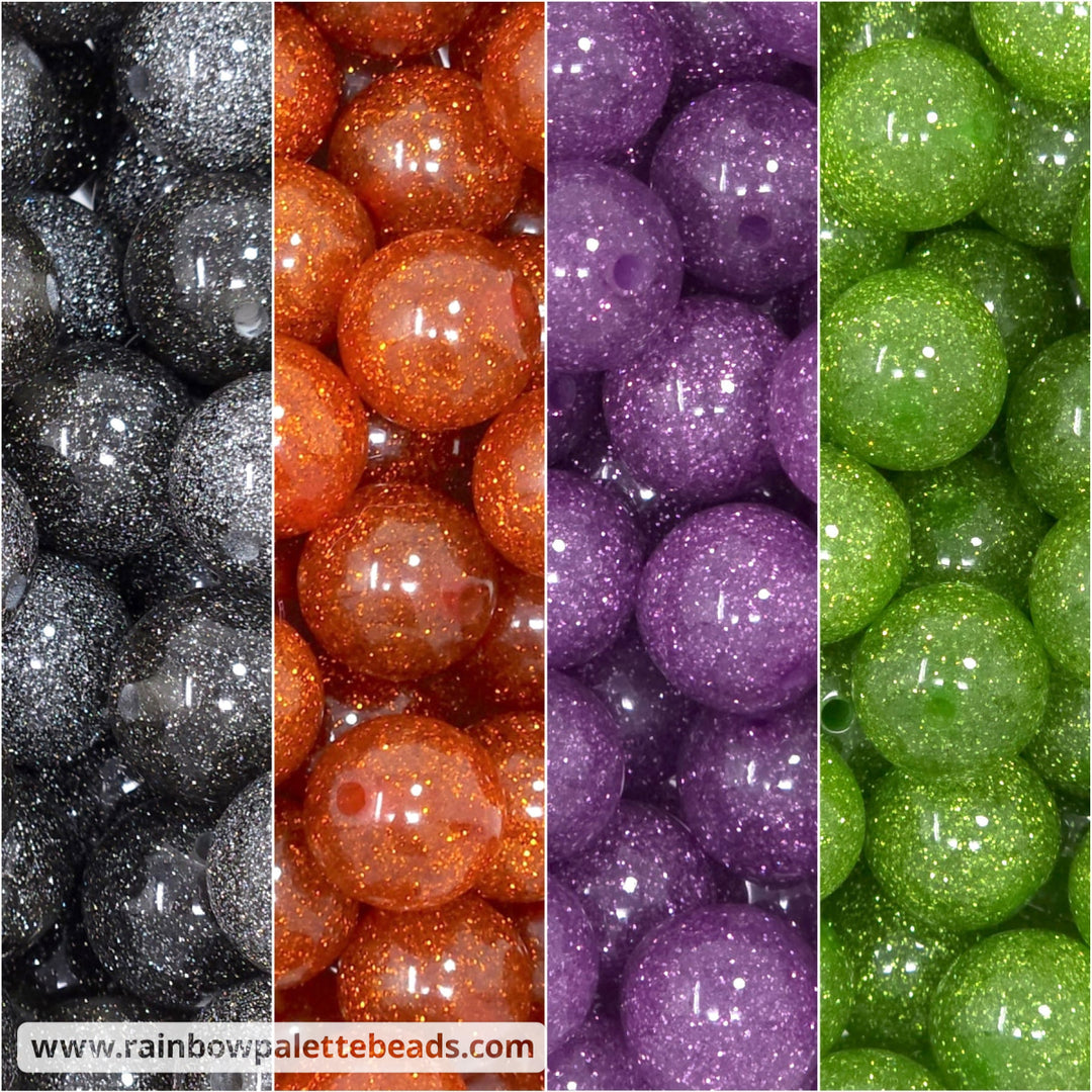 16mm Halloween Glitter Acrylic Bead Mix (40 beads) - Beads