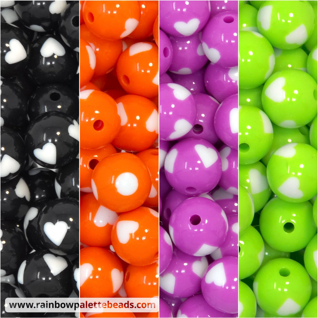 16mm Halloween Heart Acrylic Bead Mix (40 beads) - Beads