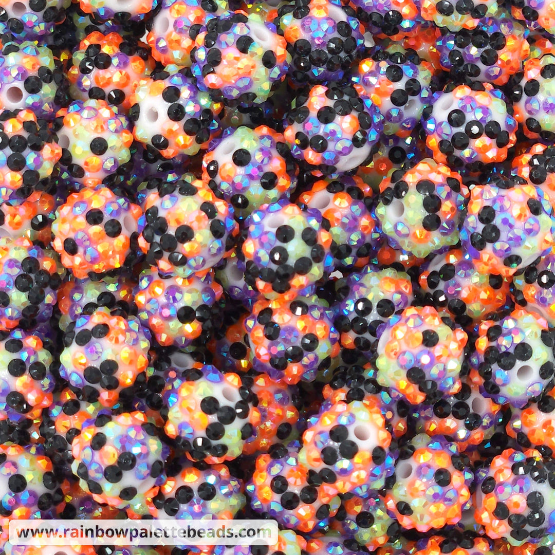 16mm Halloween Purple/Green/Orange/Black Confetti Acrylic Rhinestone Beads Beads