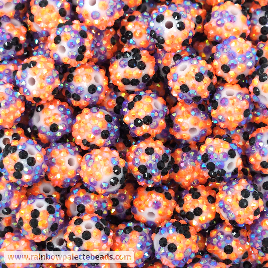 16mm Halloween White/Purple/Orange/Black Confetti Acrylic Rhinestone Beads Beads