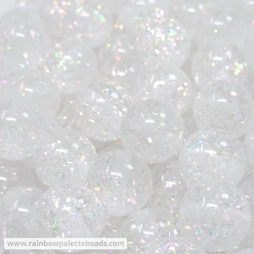 16mm Iridescent Clear Holographic Surprise Party Glitter Acrylic Beads Beads