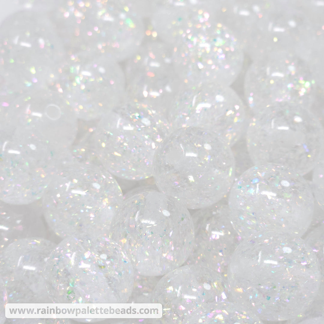 16mm Iridescent Clear Holographic Surprise Party Glitter Acrylic Beads Beads
