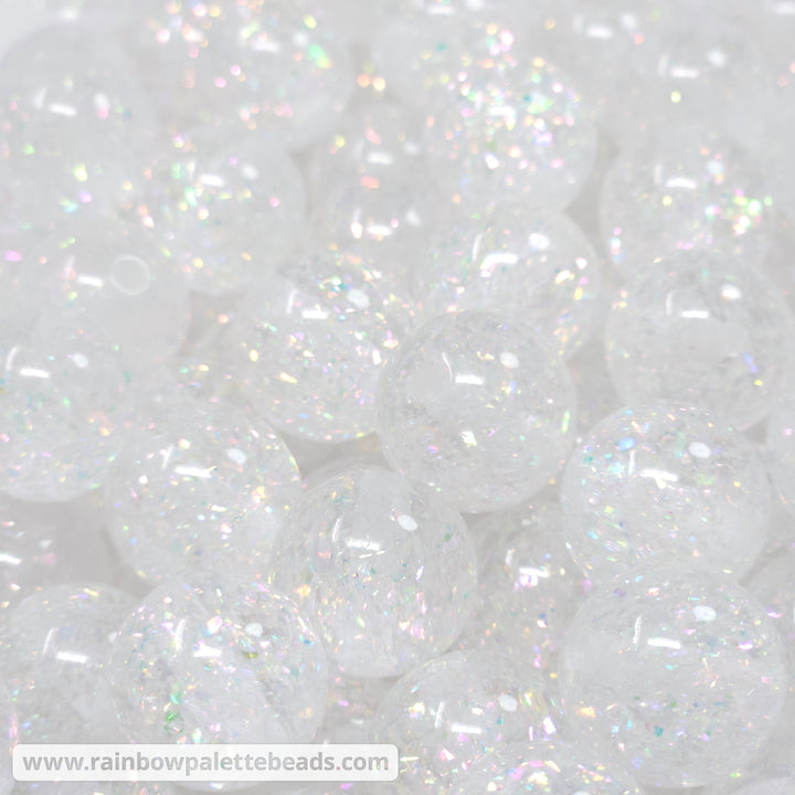 16mm Iridescent Clear Holographic Surprise Party Glitter Acrylic Beads Beads