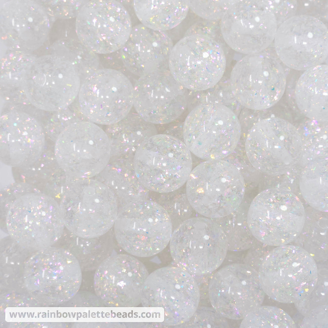 16mm Iridescent Clear Holographic Surprise Party Glitter Acrylic Beads Beads