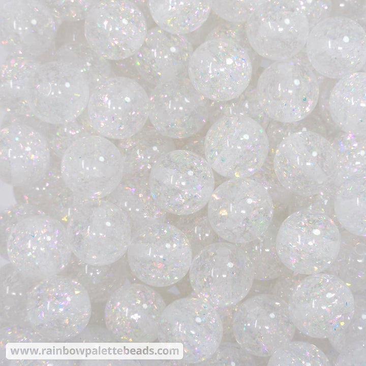 16mm Iridescent Clear Holographic Surprise Party Glitter Acrylic Beads Beads