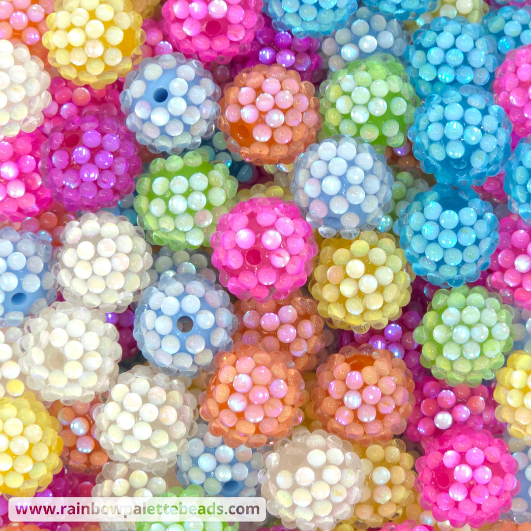 16mm Iridescent Illusion Berry Rhinestone Acrylic Bead Mix - Beads