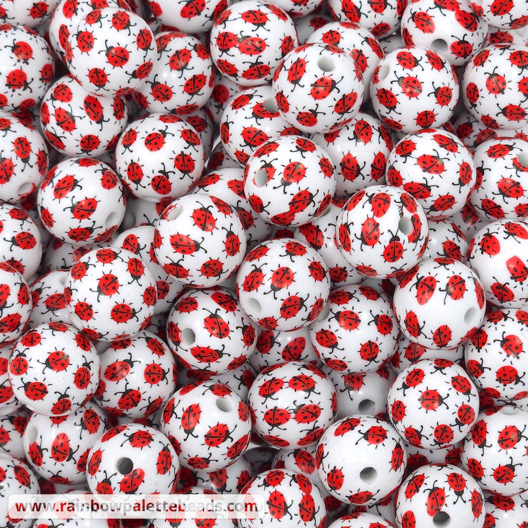 16mm Ladybug Print Acrylic Beads Beads