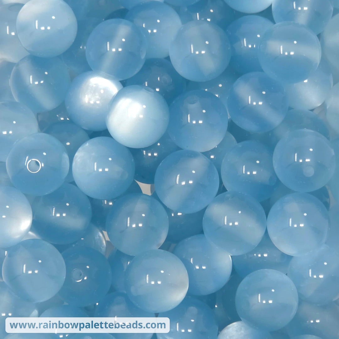16mm Light Blue Cat Eye Acrylic Beads - Beads