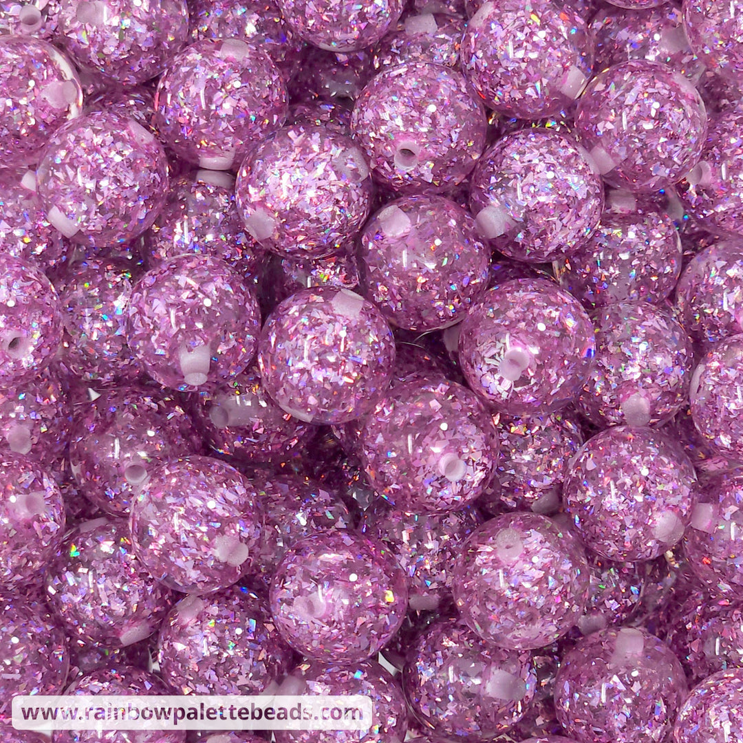 16mm Mauve Pink Chunky Holographic Glitter Confetti Acrylic Beads Beads