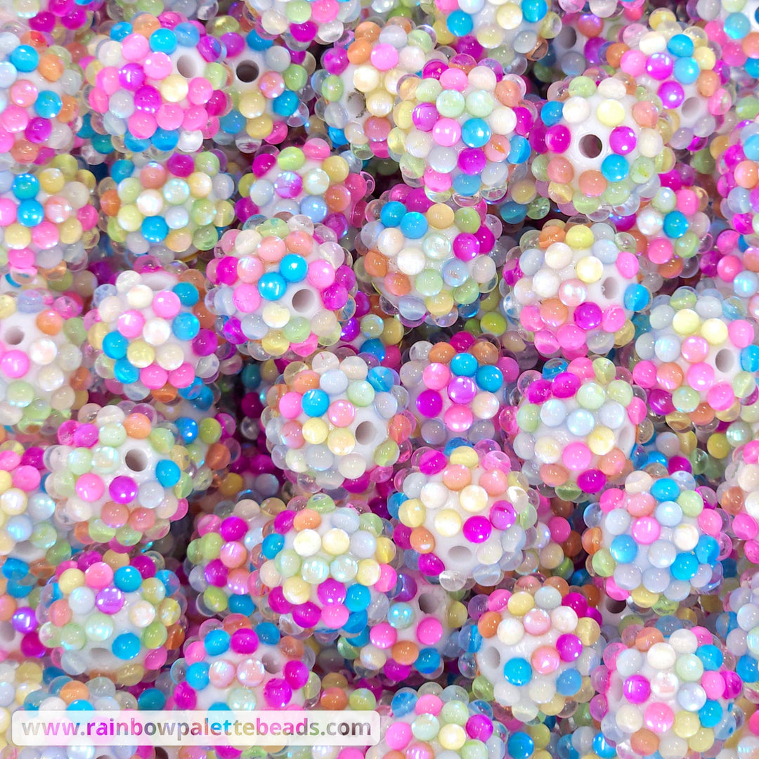 16mm Multicolor Iridescent Illusion Berry Rhinestone Acrylic Beads - Beads