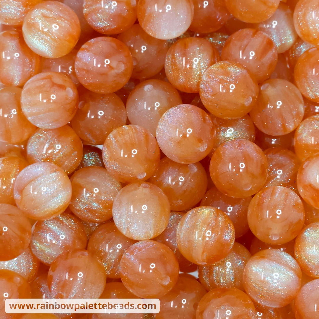 16mm Muted Orange Glitter Shimmer Acrylic Beads Beads