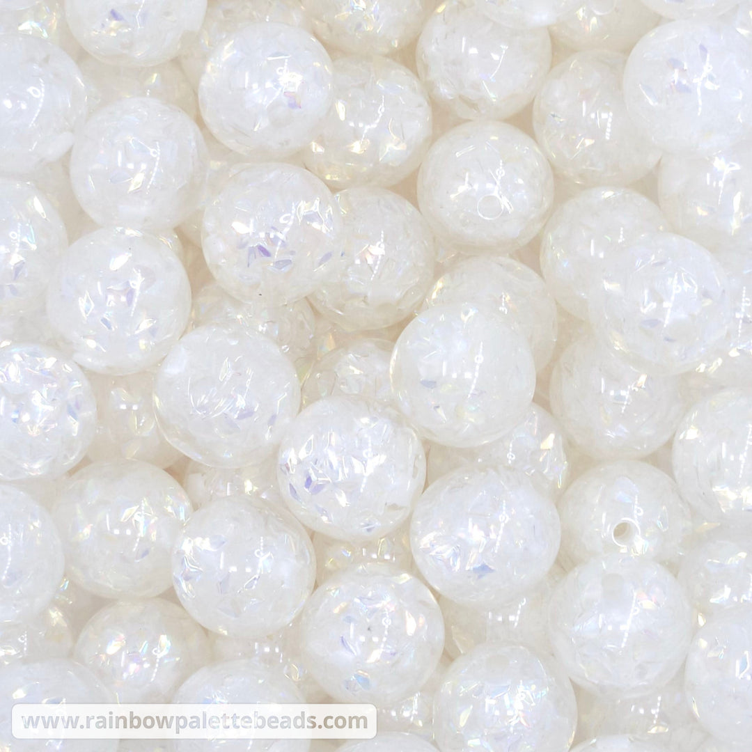 16mm Off-White Iri Sequin Resin Acrylic Beads Beads