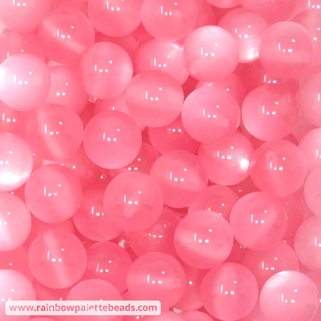 16mm Pink Cat Eye Acrylic Beads - Beads
