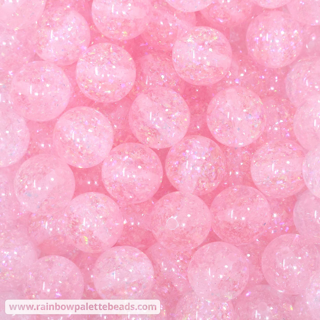 16mm Pink Holographic Surprise Party Glitter Acrylic Beads Beads