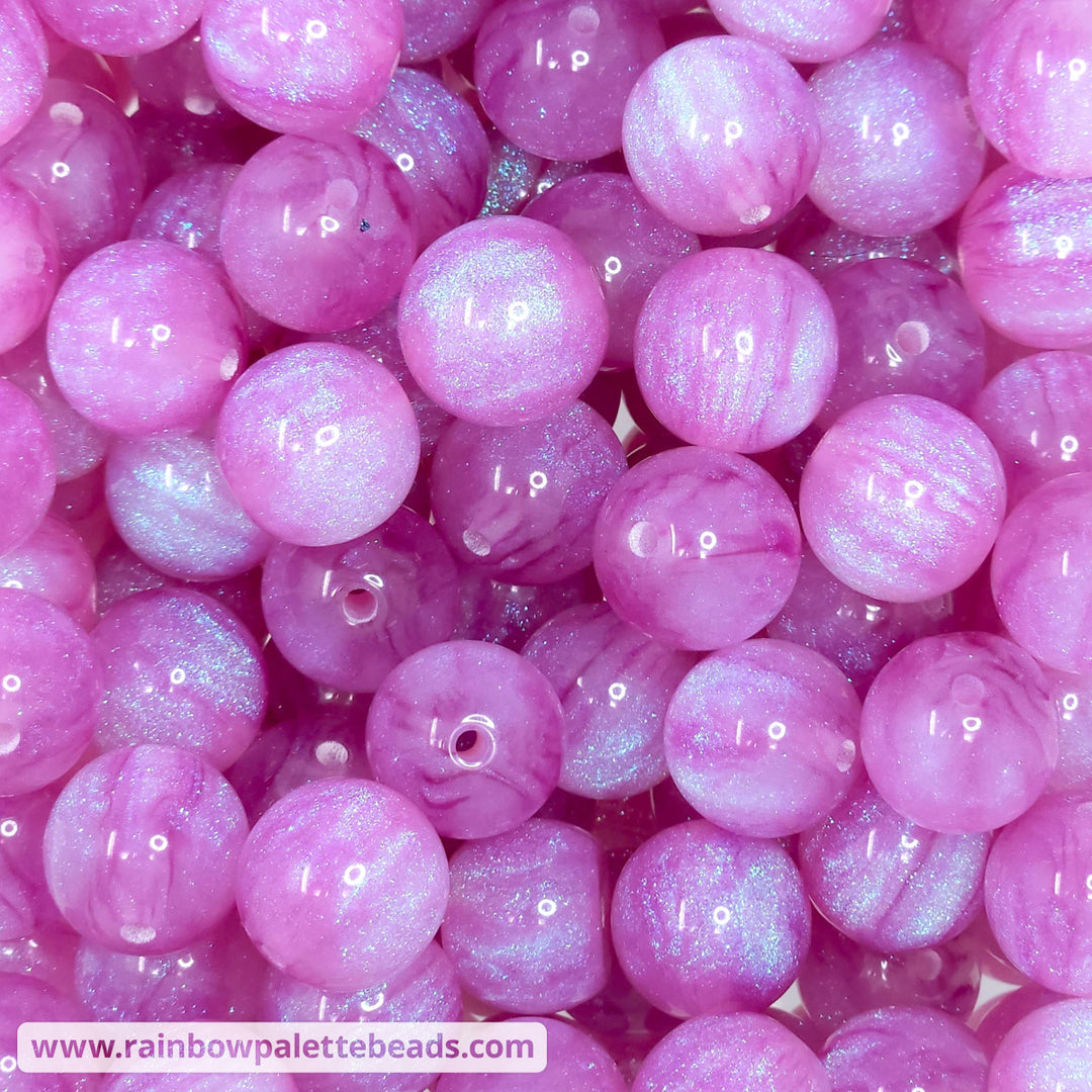 16mm Pinky-Purple Glitter Shimmer Acrylic Beads Beads