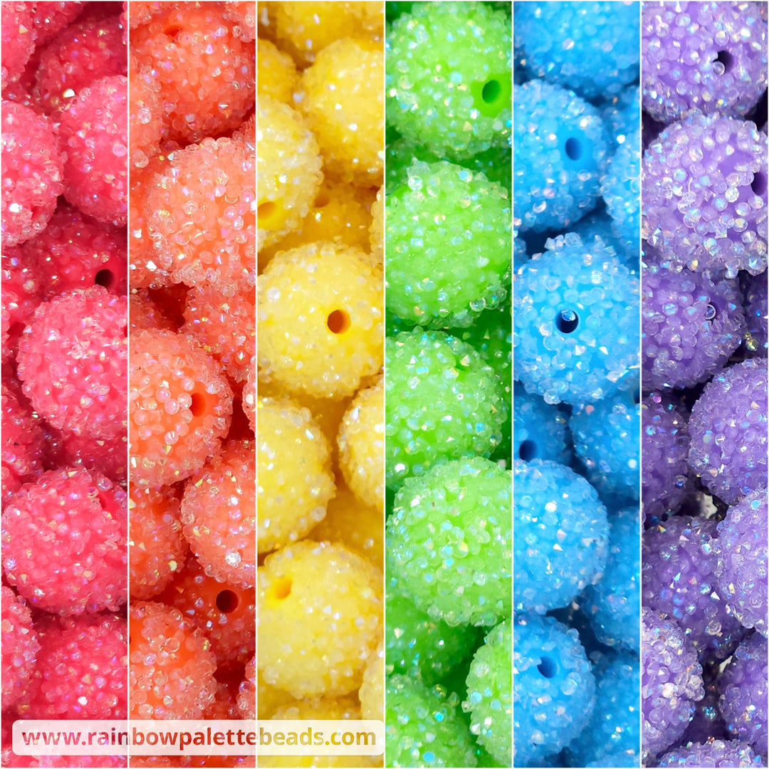 16mm Rainbow Acrylic Sugar Bead Mix (30 beads) Beads