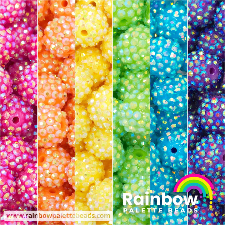 16mm Rainbow Rhinestone Bead Mix (30 beads) Beads