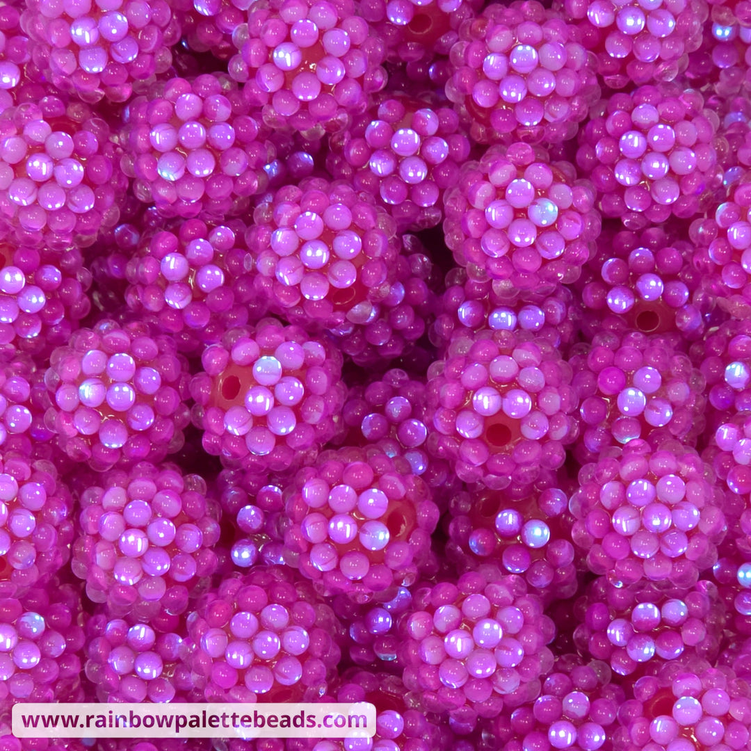 16mm Razzleberry Purple Iridescent Illusion Berry Rhinestone Acrylic Beads - Beads