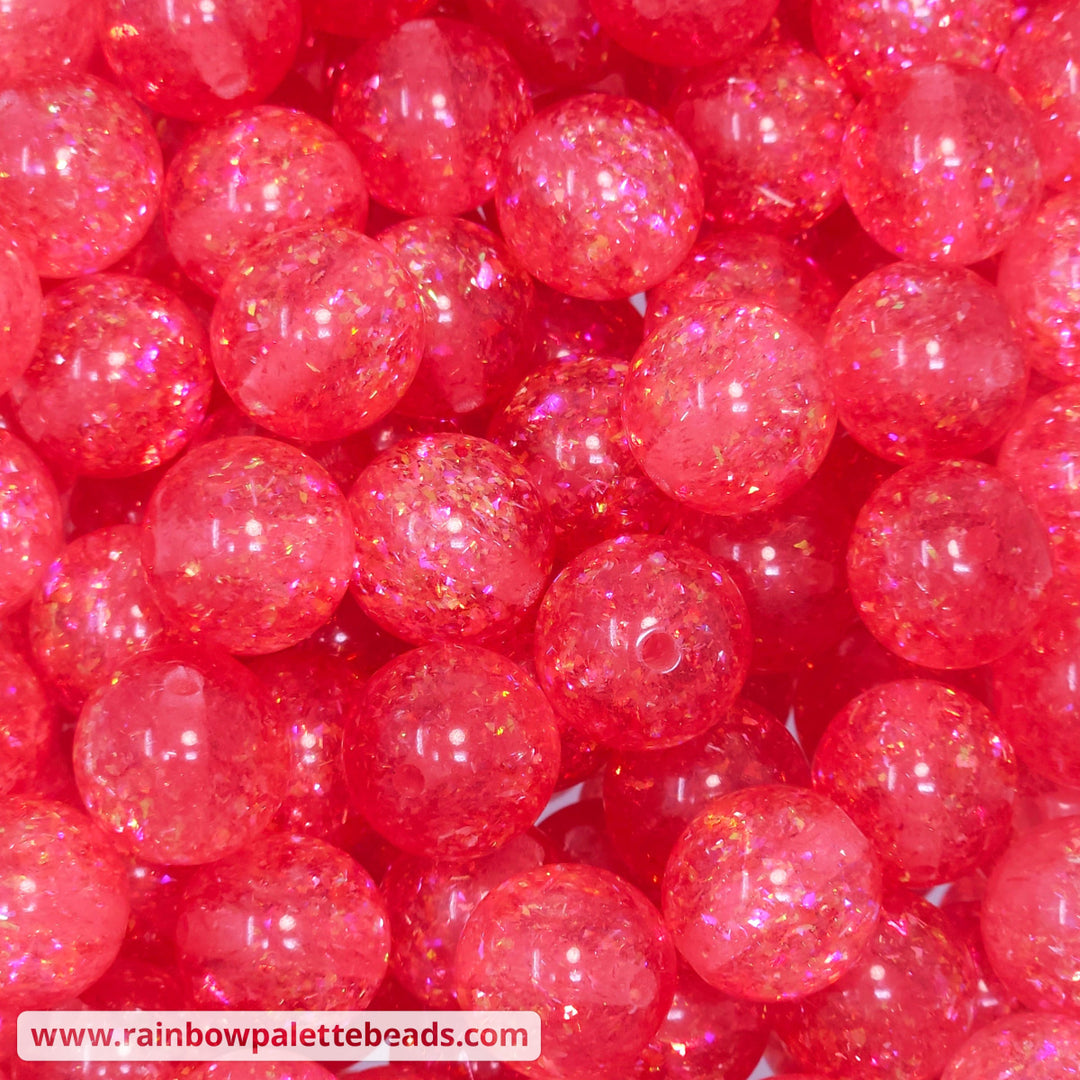16mm Red Holographic Surprise Party Glitter Acrylic Beads Beads
