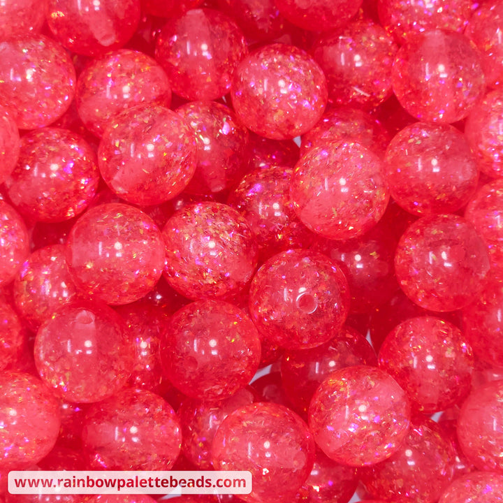 16mm Red Holographic Surprise Party Glitter Acrylic Beads Beads
