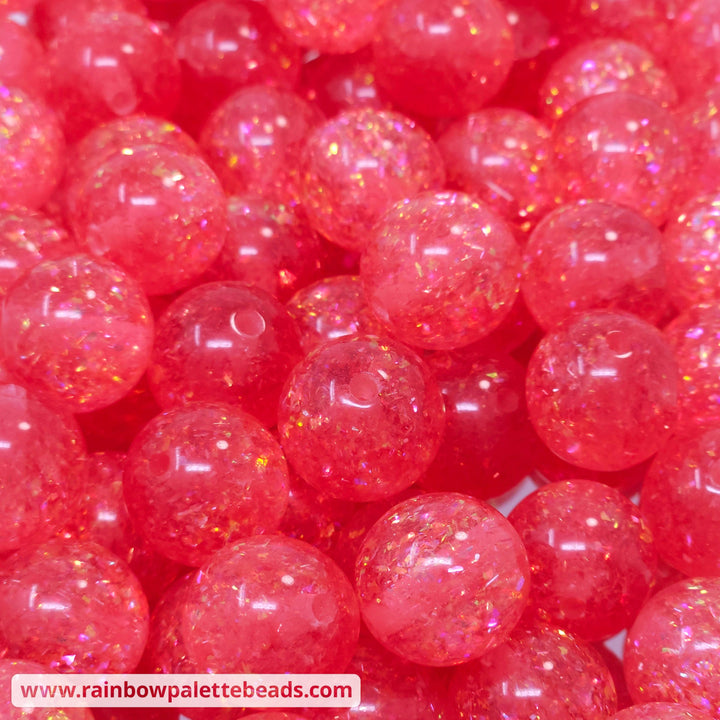 16mm Red Holographic Surprise Party Glitter Acrylic Beads Beads