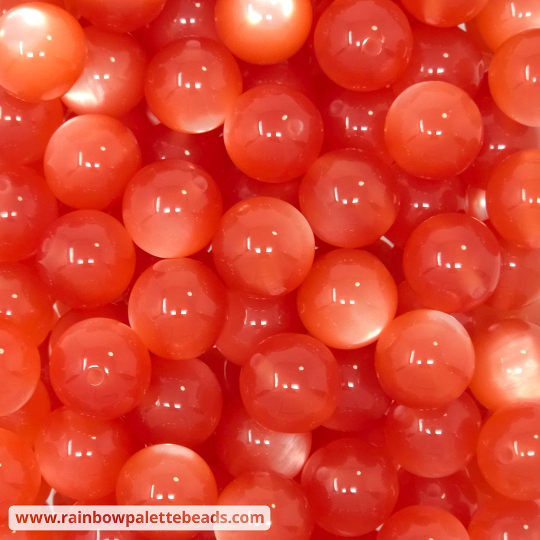 16mm Red-Orange Cat Eye Acrylic Beads - Beads