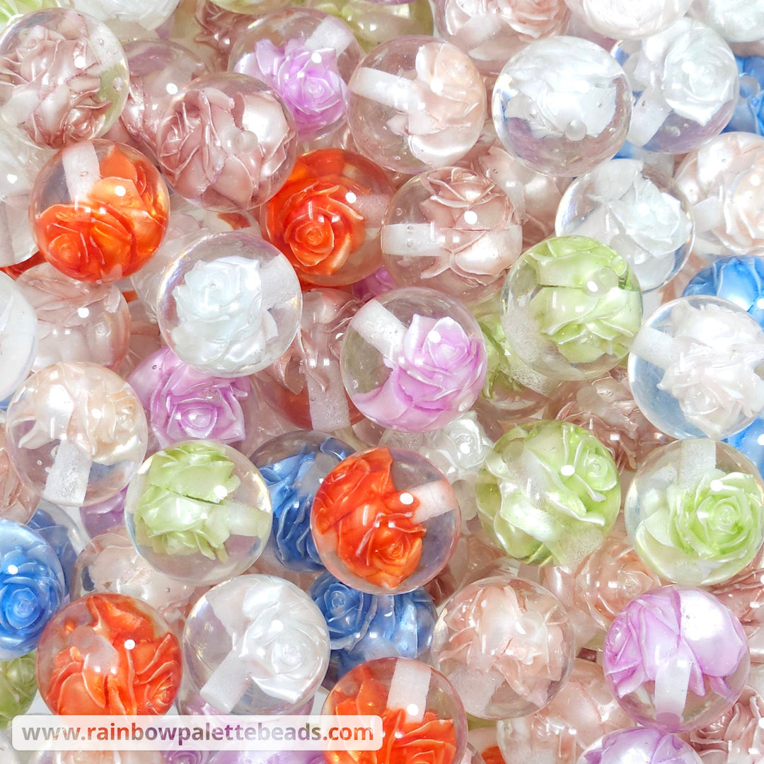 16mm Resin Flower Acrylic Bead Mix (10 beads) Beads