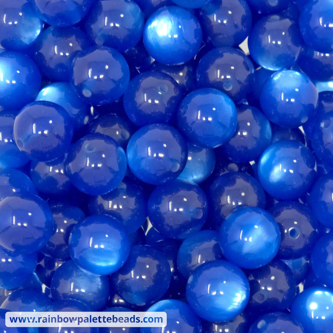 16mm Royal Blue Cat Eye Acrylic Beads - Beads