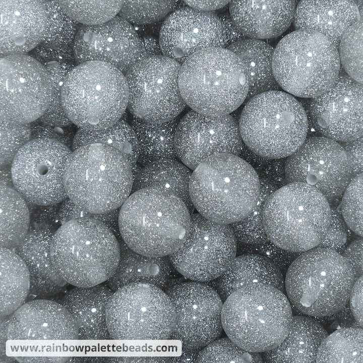 16mm Silver Ultra Glitter Acrylic Beads Beads