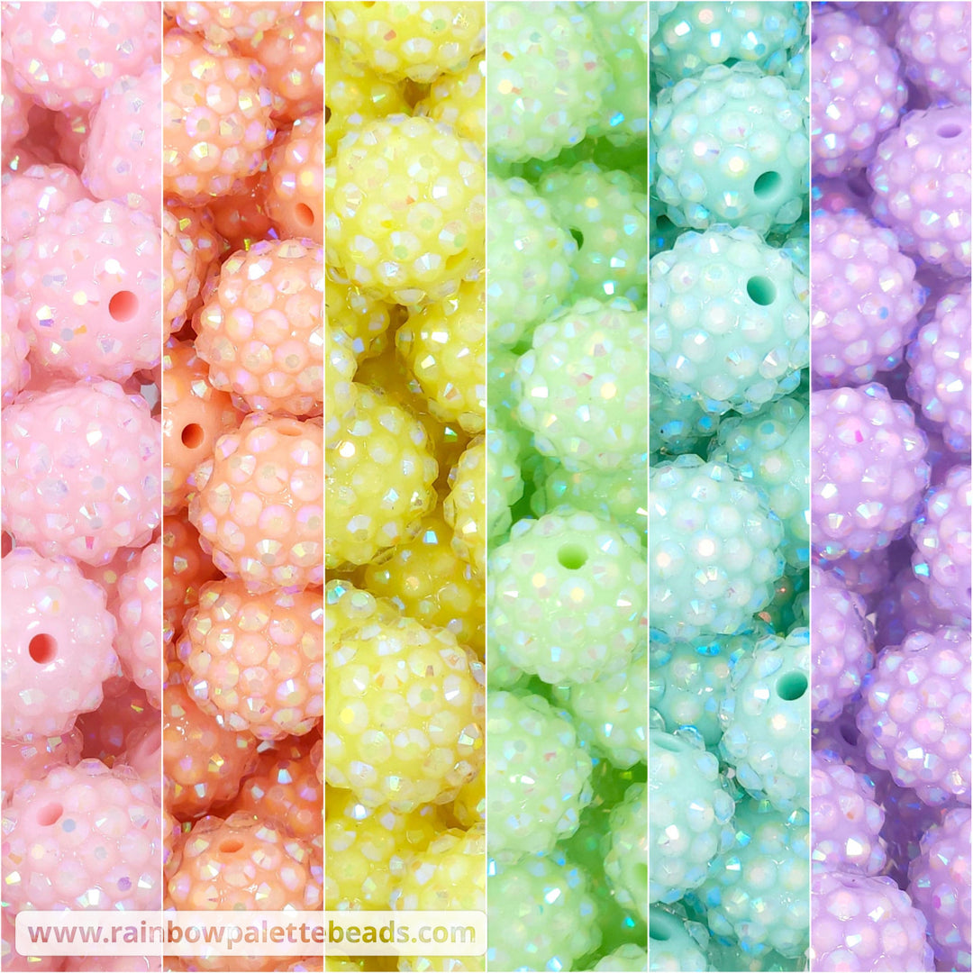 16mm Spring Pastel Rainbow Rhinestone Bead Mix (30 beads) Beads