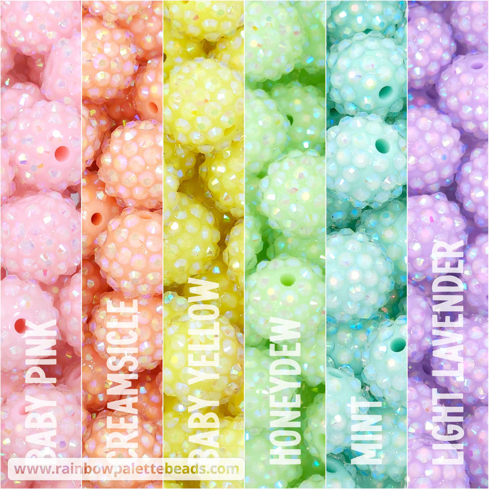 16mm Spring Pastel Rainbow Rhinestone Bead Mix (30 beads) Beads