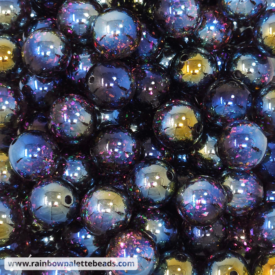 16mm UV/AB Black Holographic Surprise Party Glitter Acrylic Beads Beads