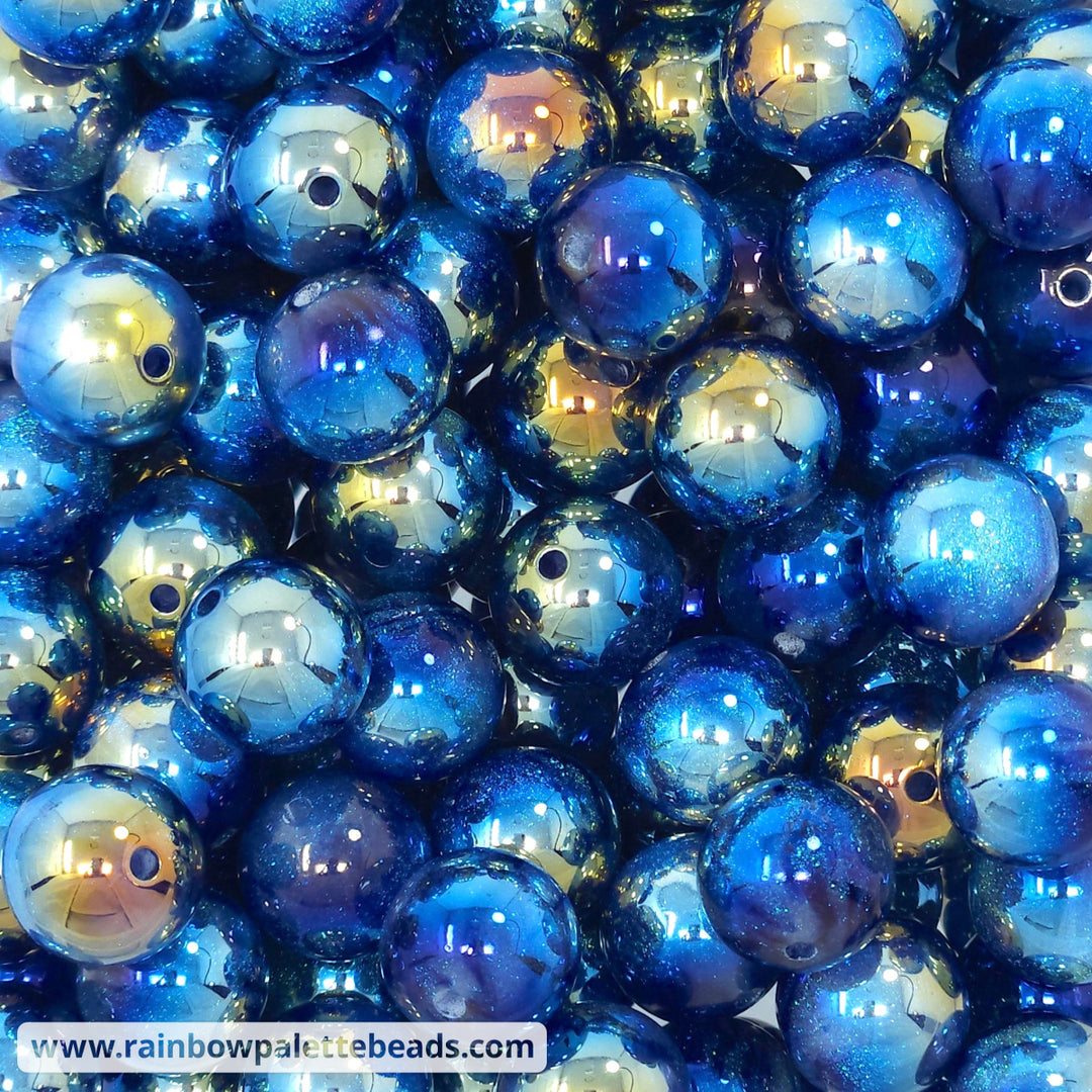 16mm UV/AB Blue Glitter Shimmer Acrylic Beads Beads