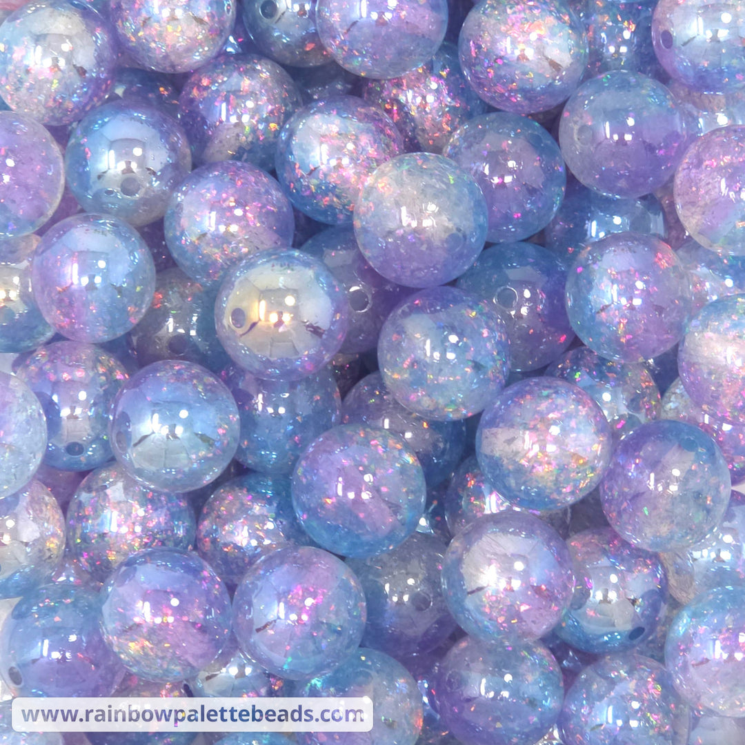 16mm UV/AB Blue-Violet Holographic Surprise Glitter Acrylic Beads - Beads