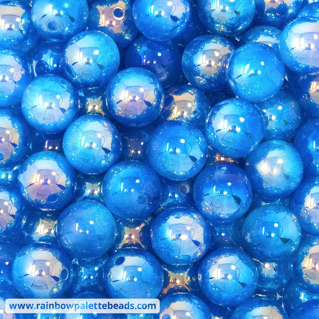 16mm UV/AB Bright Blue Glitter Shimmer Acrylic Beads Beads