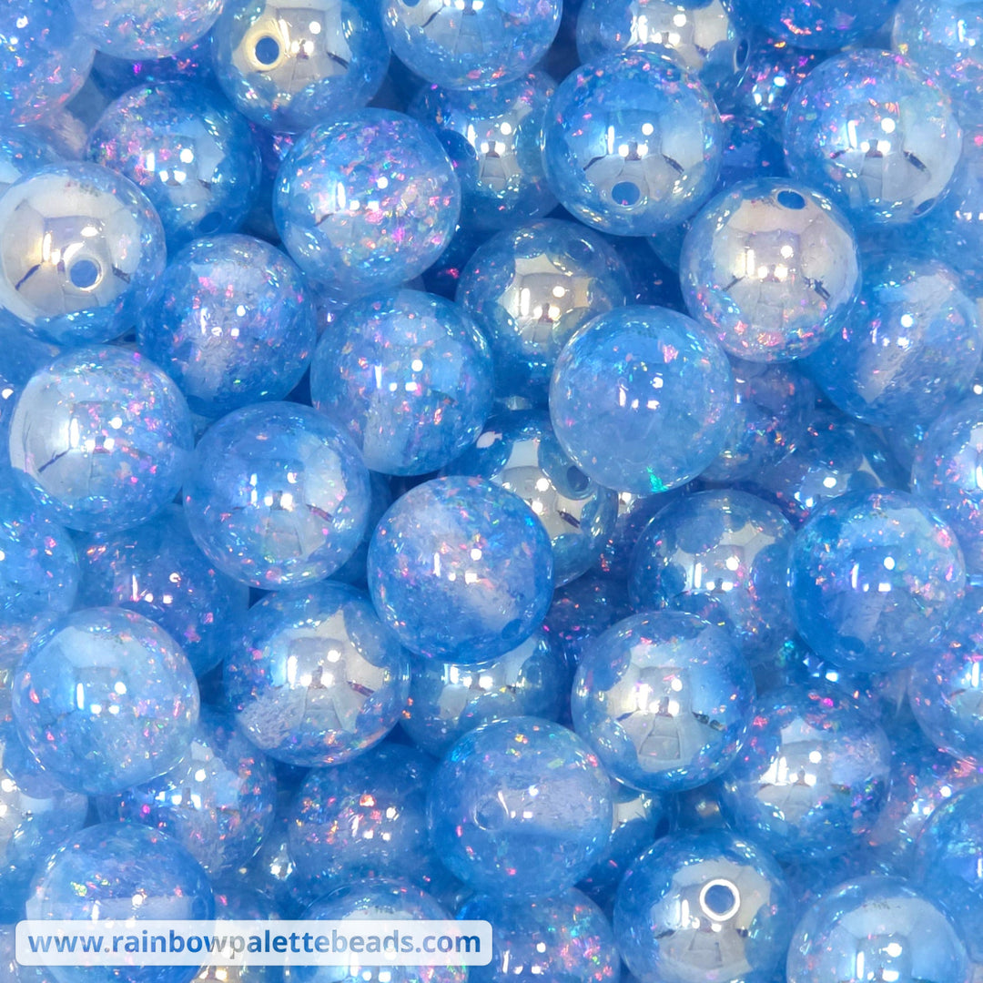 16mm UV/AB Bright Blue Holographic Surprise Glitter Acrylic Beads - Beads