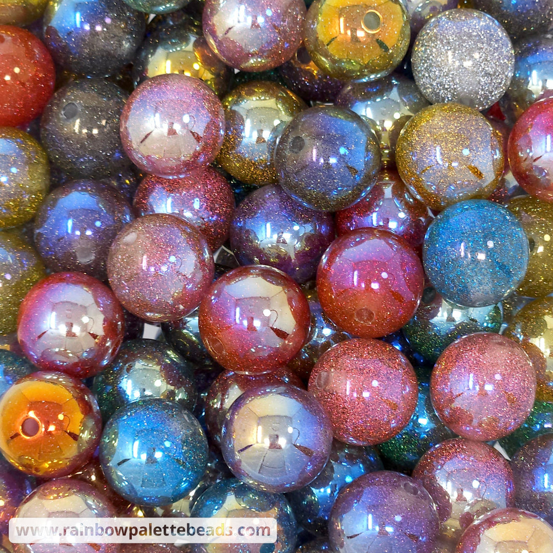 16mm UV AB Glitter Acrylic Bead Mix (10 beads) Beads