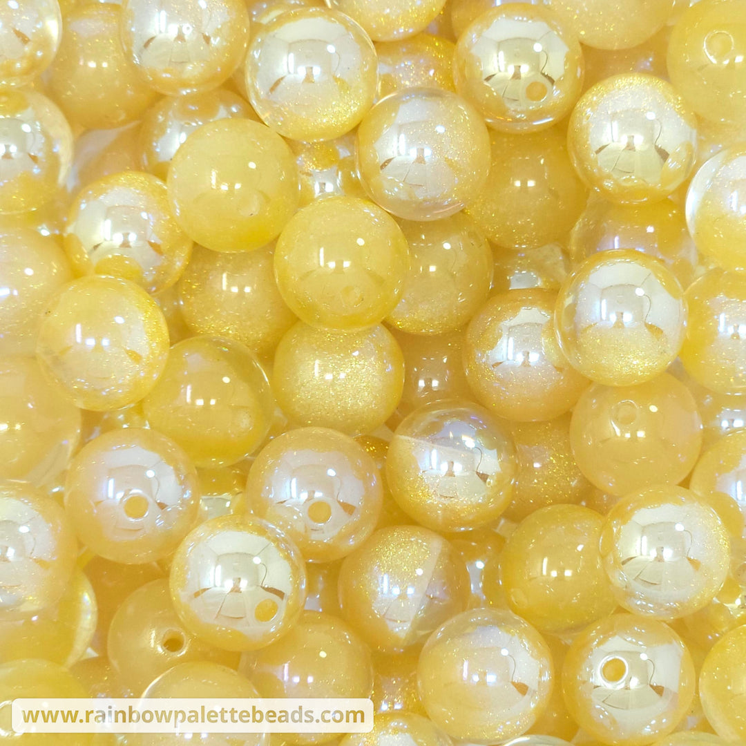 16mm UV/AB Golden Yellow Glitter Core Acrylic Beads Beads