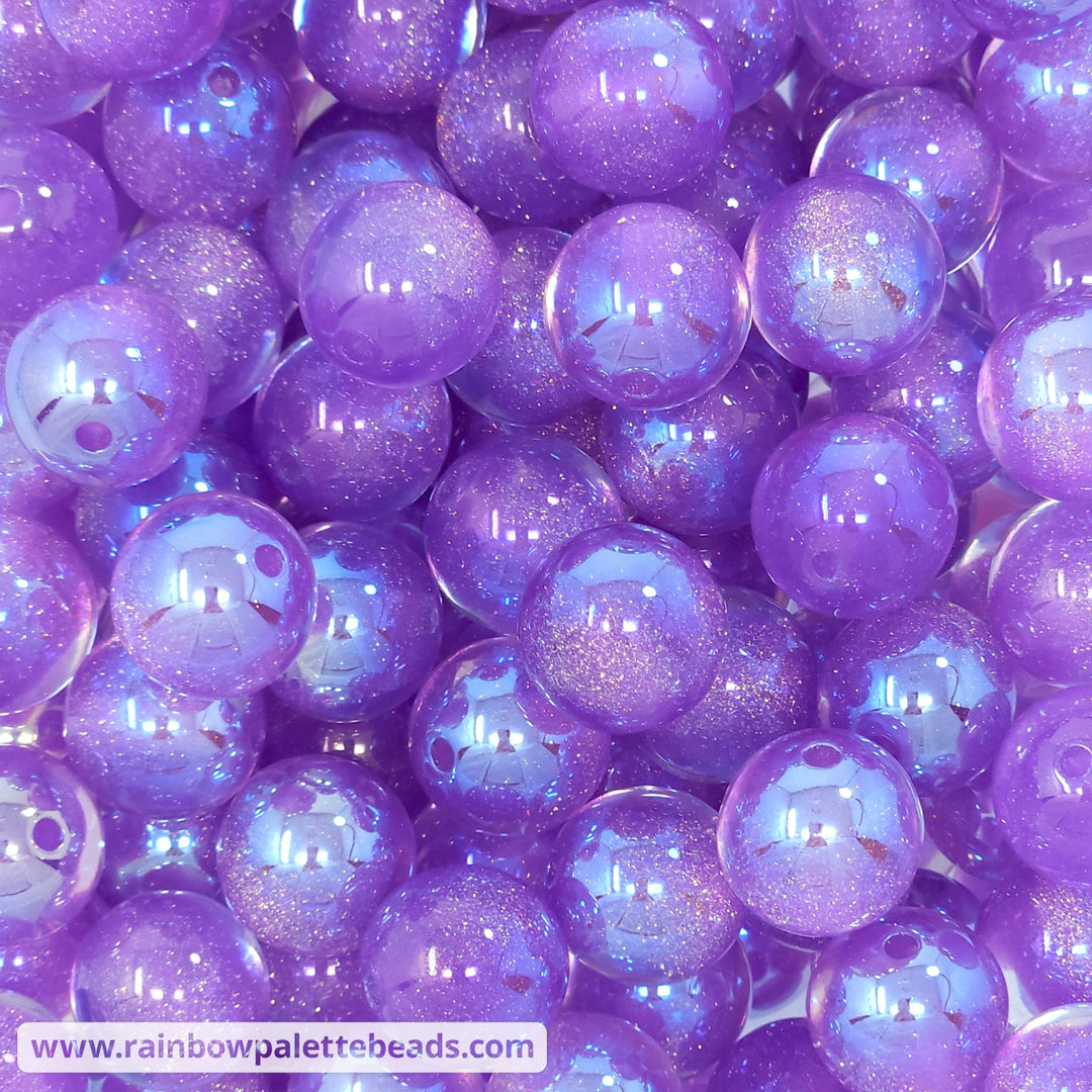 16mm UV/AB Lavender Purple Glitter Core Acrylic Beads Beads
