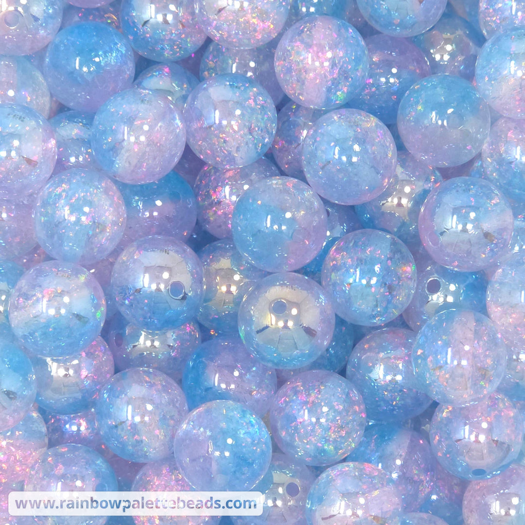 16mm UV/AB Lightest Blue-Violet Holographic Surprise Glitter Acrylic Beads - Beads