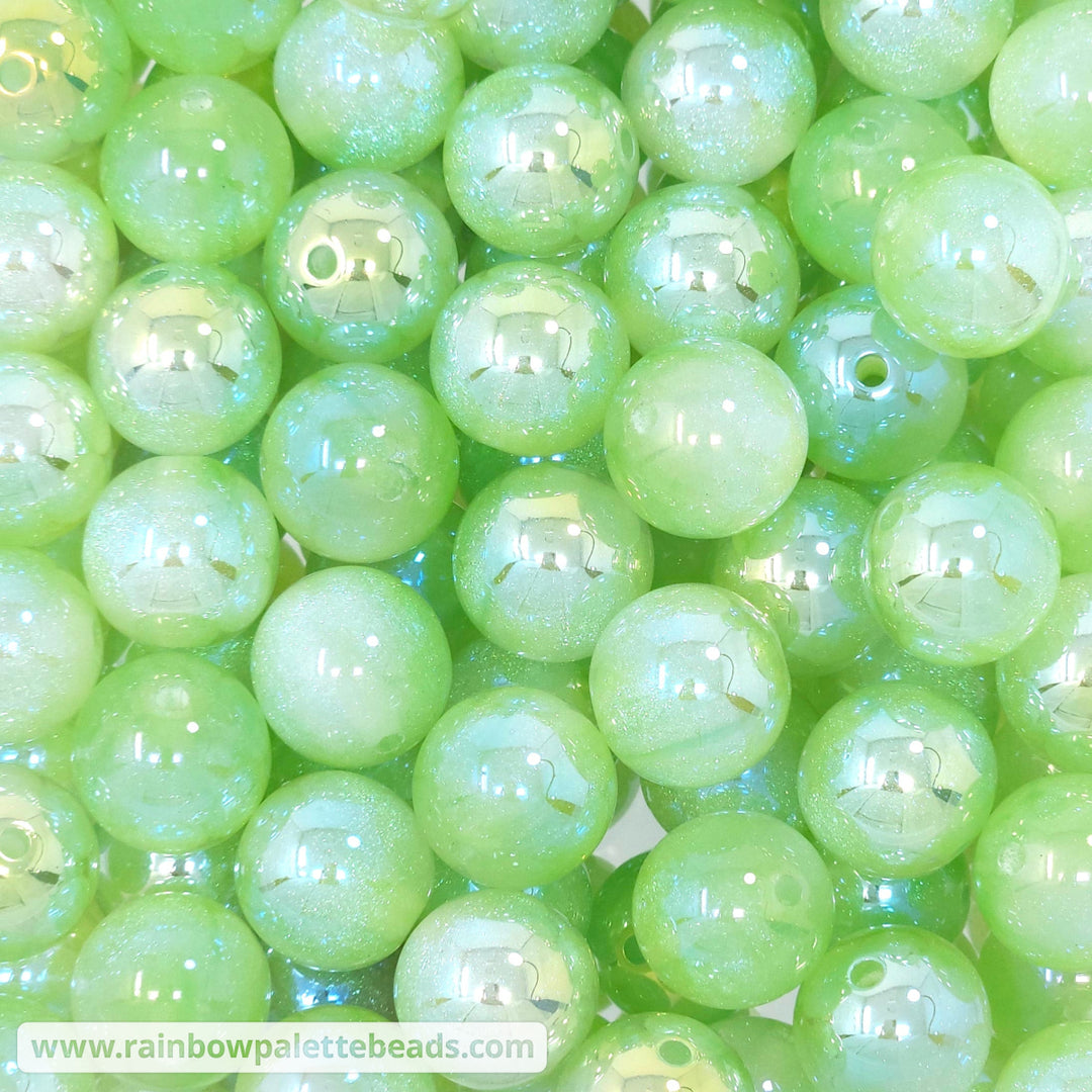 16mm UV/AB Lime Glitter Shimmer Acrylic Beads Beads